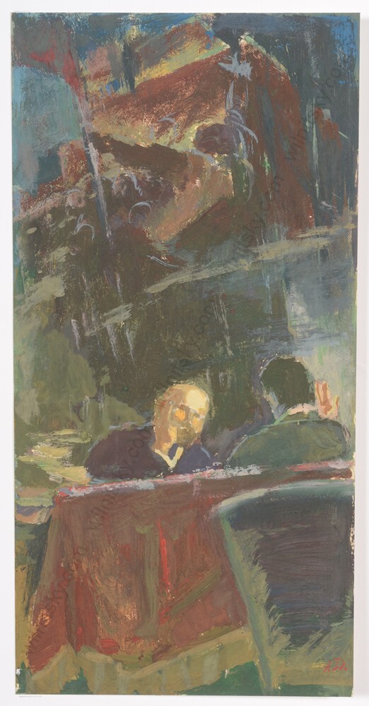 Anatoli Dovzhenko (1932-1991) „Lenin & Herbert Walles in Kremlin“ 2 temperas (1)