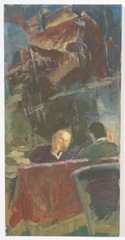 Anatoli Dovzhenko (1932-1991) „Lenin & Herbert Walles in Kremlin“ 2 temperas (1)