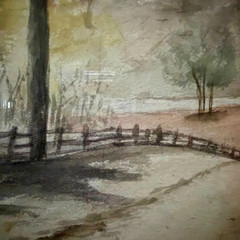 Autumn Fall Landscape Country Road Original Watercolor Painting Framed Signed 🍂