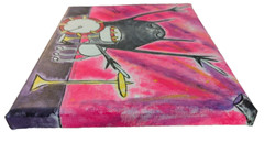 Cat Painting Music Drum Show Original Collectible Folk Art By Samantha McLean