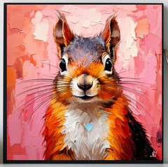 ORIGINAL Oil PAINTING on Canvas Squirrel Textured Art 12×12 in Custom Order