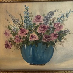 Vintage Set Of 2 Signed Floral Still Life Paintings