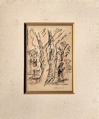 David Hendler (Russian/Israeli , 1904-1984) Superb Impressionist Ink Painting
