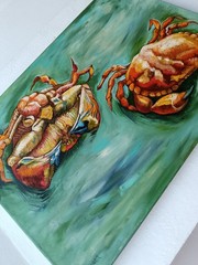 Two Crabs Van Gogh Hand-Painted Oil Reproduction Canvas 13.8×19.7 in