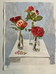 Three Bottles of Flowers Painting By Brittony Martin