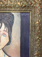 Amedeo Modigliani 1824-1920 Oil on Canva In The Style Of Painting Signed