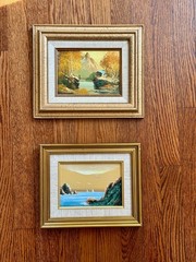 Beautiful set of oil on canvas original landscape paintings, excellent vintage