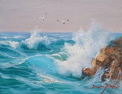Seascape #6D-T6-3, 9″x 11-1/2″ – 100% Hand painted Oil painting on Canvas