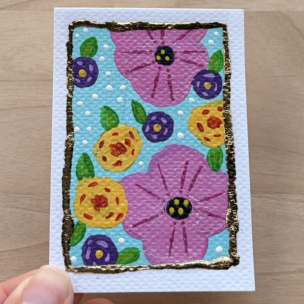 ACEO OOAK, Original Mini Art, 2.5”x3.5” Artist Card, Hand Painted Acrylic