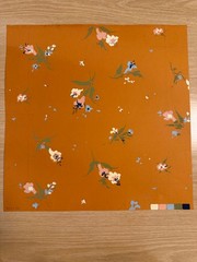 Original Gouache Floral Sprig Textile Design Rust Ground Studio X03560