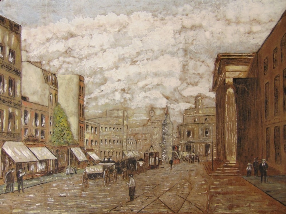 1910s Watercolor Gouache PLYMOUTH DEVON UK STREET SCENE Signed LOT Theatre Royal