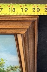 Vintage Original Oil Painting Cottage On A Creek Signed-AD See Pics 24”x20”