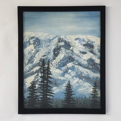 Original Oil Painting 16×20 Mountain Landscape Snow Peak Forest Bob Ross Style