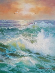 Seascape #6D-BS6-3, 12-1/2″ x 17″ – 100% Hand painted Oil Painting on Canvas,