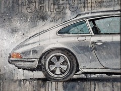 Porsche 911 Turbo 1972 Silver Sports Car Artwork Hand Painted Canvas Wall Decor