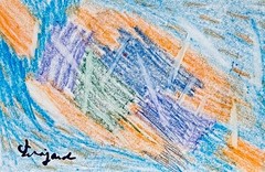 Guajardo Original Art: Colorful Bird 11X11 Paper Signed Art Abstract