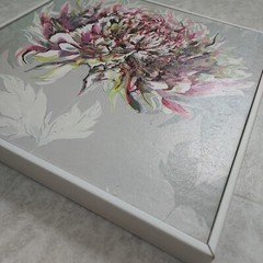 Hand Painted Spring Flower Painting Framed Wall Art Decor Floral Artwork 12 x 12
