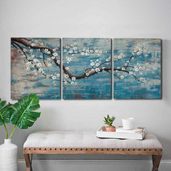 3 Piece Wall Art Hand-Painted Framed Flower Oil Painting on Canvas Hang 12″X16″X