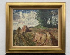 Impressionist Mogens Vantore 1895 – 1975 Summer Landscape With Heuhocken Oil