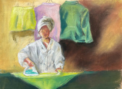 ORIGINAL Pastel Artwork „House Chores“ 14.5x11in
