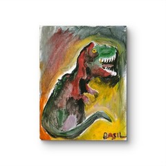 T Rex Tyrannosaurus Unique Abstract Expressionism Wall Art Canvas Board 11×14