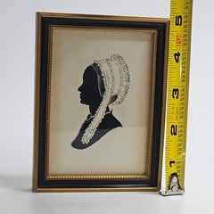 Antique American Folk Art Hollow-Cut Silhouette Portrait 19th C Woman Signed