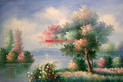 24×36″ (61x92cm)100% hand painted oil flat,Landscape/Mountain/Forest/Lake/Villa