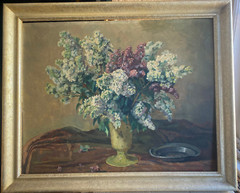 Wilhelm Winkler 1892 Heidelber Oil Painting Um 1930 Still Life Lilac Karlsruhe