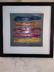 Framed 13 Inch Original Signed Modern Abstract Acrylic Oil Painting New w/ COA