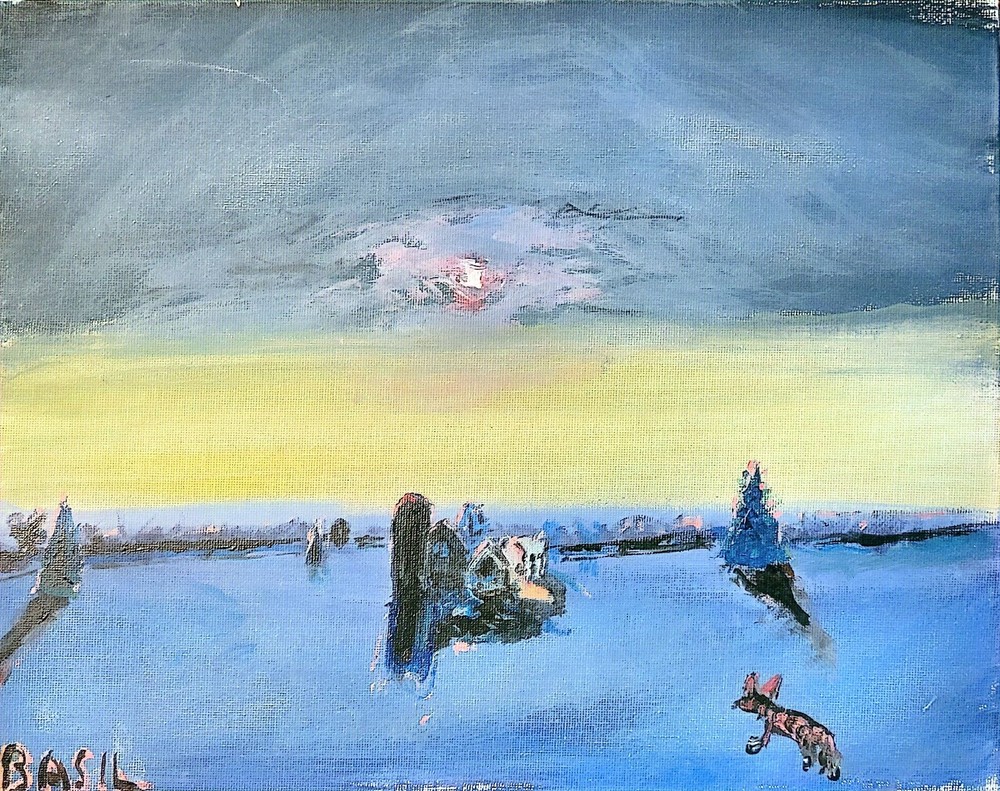 Farm At Sunrise Original Expressionism Acrylic Abstract Canvas