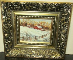 BARBARA WALTERS „A WINTER DAY“ SMALL ORIGINAL OIL ON BOARD LANDSCAPE PAINTING