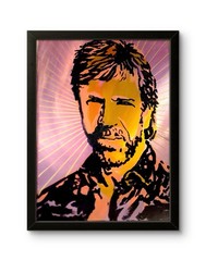 Original Canvas Retro Pop Illustration Painting 11×14″ “Chuck Norris” COA