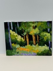R Stevens Forest Landscape Original Acrylic Painting 9×12 Woodland Path