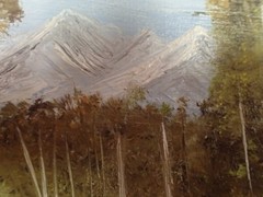 original landscape painting on artist board signed B. Alford 10 1/2″ x 12 1/2″