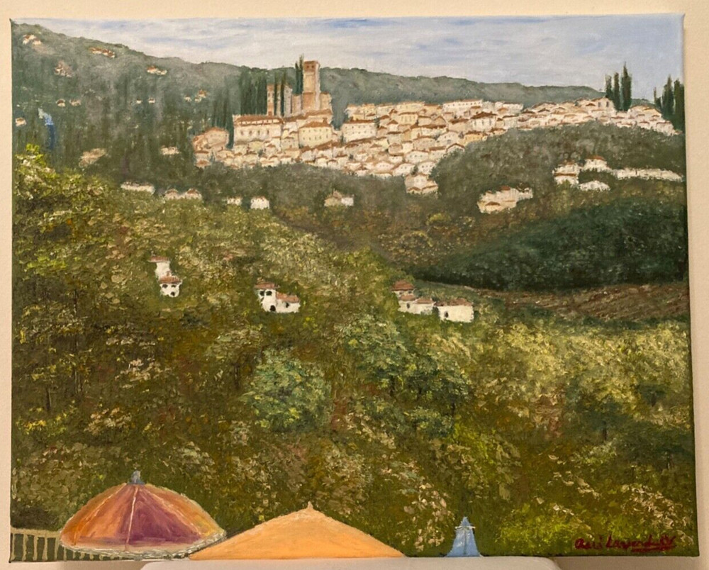 Original Painting „View of Barga (Florence), Italy“ 20×16″ Oil on Canvas