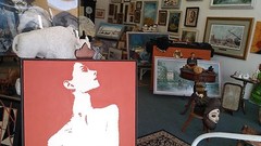 American Pop Arts Oil Painting Signed Taogaea (E. Powell), 40″X30″,“Nude Repose“
