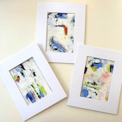 Original Abstract acrylic Painting 12 x 12 Contemporary wall Art matted OOAK