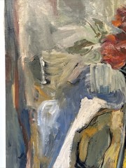 MID CENTURY PAINTING ABSTRACT STILL LIFE MODERNIST LARGE OIL CHARLES KELLER OIL