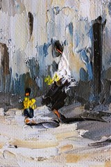 GAY CANDELIS VINTAGE IMPASTO OIL PAINTING CANVAS SIGNED SPANISH ARTIST CITYSCAPE