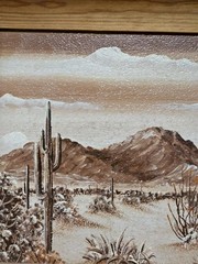 Southwest Desert Landscape Pair Of Rustic Wood Framed Oil Paintings VON GUNTHER