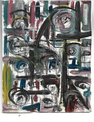 SECOND PLACE WINNER abstract painting 8×10 wood Vintage original signed Crowell