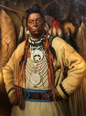Blackfeet Chief Two Guns White Calf, Large Oil on Canvas Painting by John Berry