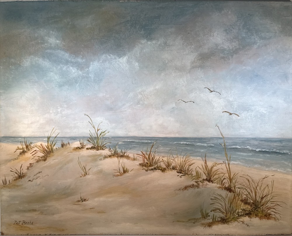 Vintage Seascape Oil Painting Dunes Beach Scene Signed “Dot Beebe”