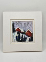 Fred Wilson miniature oil paintingTitle: „Red Barns“Medium: Textured oil paint,