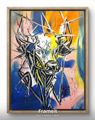 D Cook EXPRESSIONISM 14X11 Cow Bull ABSTRACT ORIGINAL ART MODERN HOME