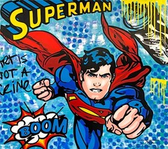 JOZZA „SUPER SUPER! COMIC“ 2023 | LARGE ORIGINAL PAINTING | 48X54″ | SUPERMAN
