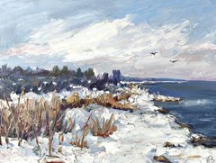 Seascape Original painting Impasto Oil Painting New England Coast Art 20x25cm