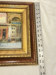 Vintage Mid-Century Paris Street Scene Oil Painting – Ornate Gold Wood Frame