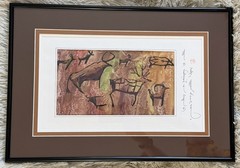 Mongolian Petroglyph Calligraphy Painting Original Tamga Art Matted Framed 13×18
