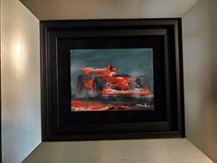 Orig. Victor Spahn Mini Oil Painting on Paper(Hit the Pavement) Signed/Framed